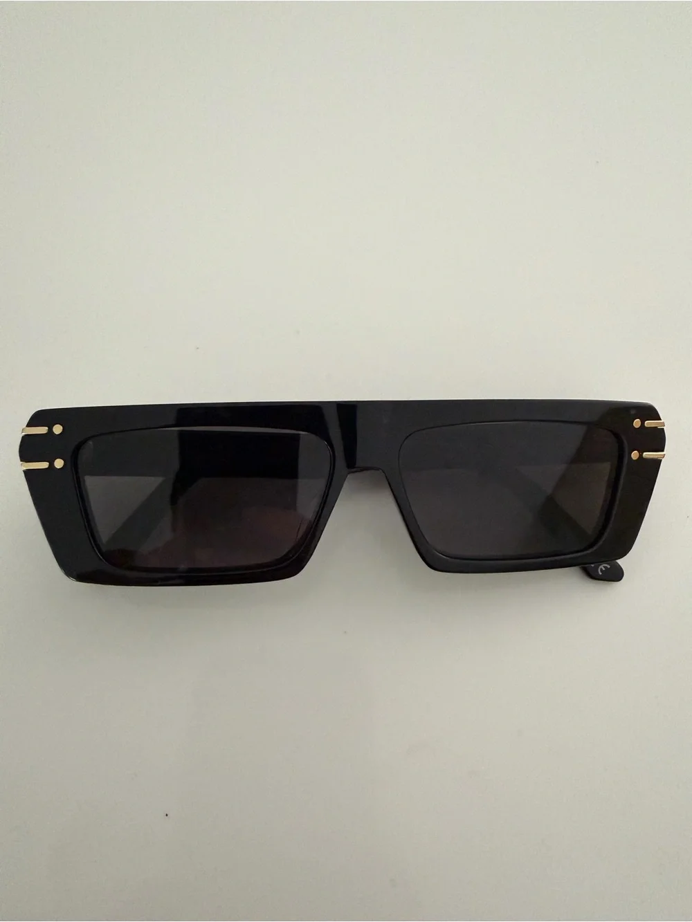Dior Black Rectangular Women's Sunglasses with Gold Accents